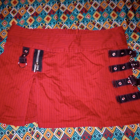 Vintage Y2K Tripp NYC Pleated Bondage Mini Skirt L 10 Pin...